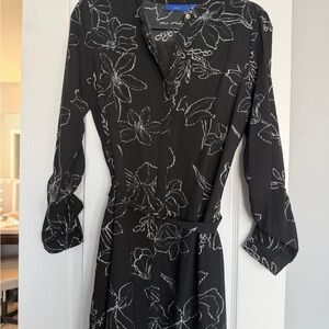 Apt. 9 Black and White Floral Long Sleeve Dress